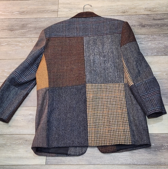 International Scene Vintage Suede Leather Patchwork Blazer - Picture 4 of 8